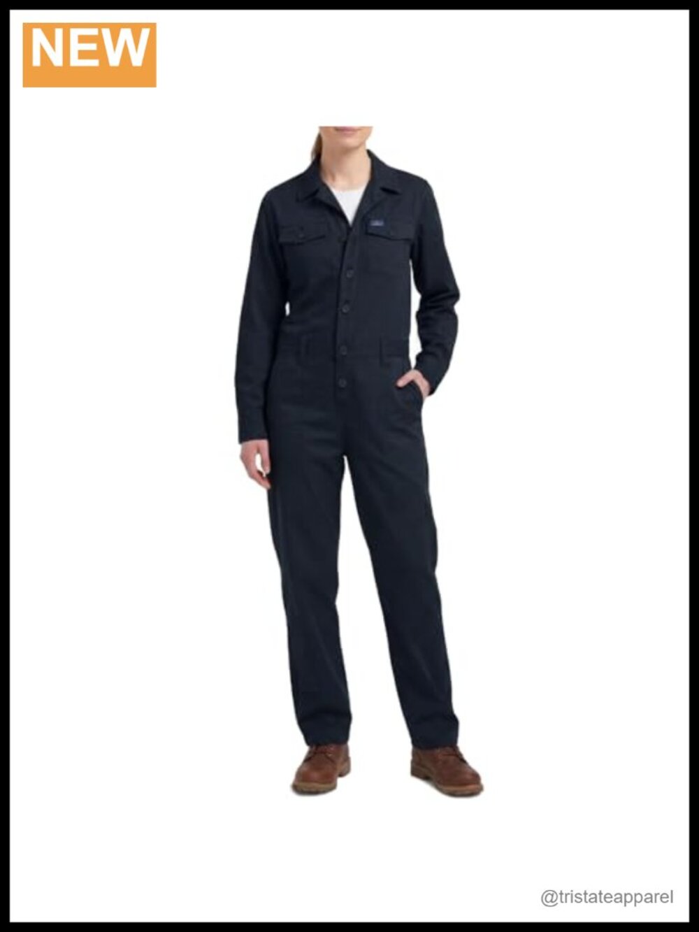 Women's Long Sleeve Twill Coverall Work Jumpsuit Relaxed Fit